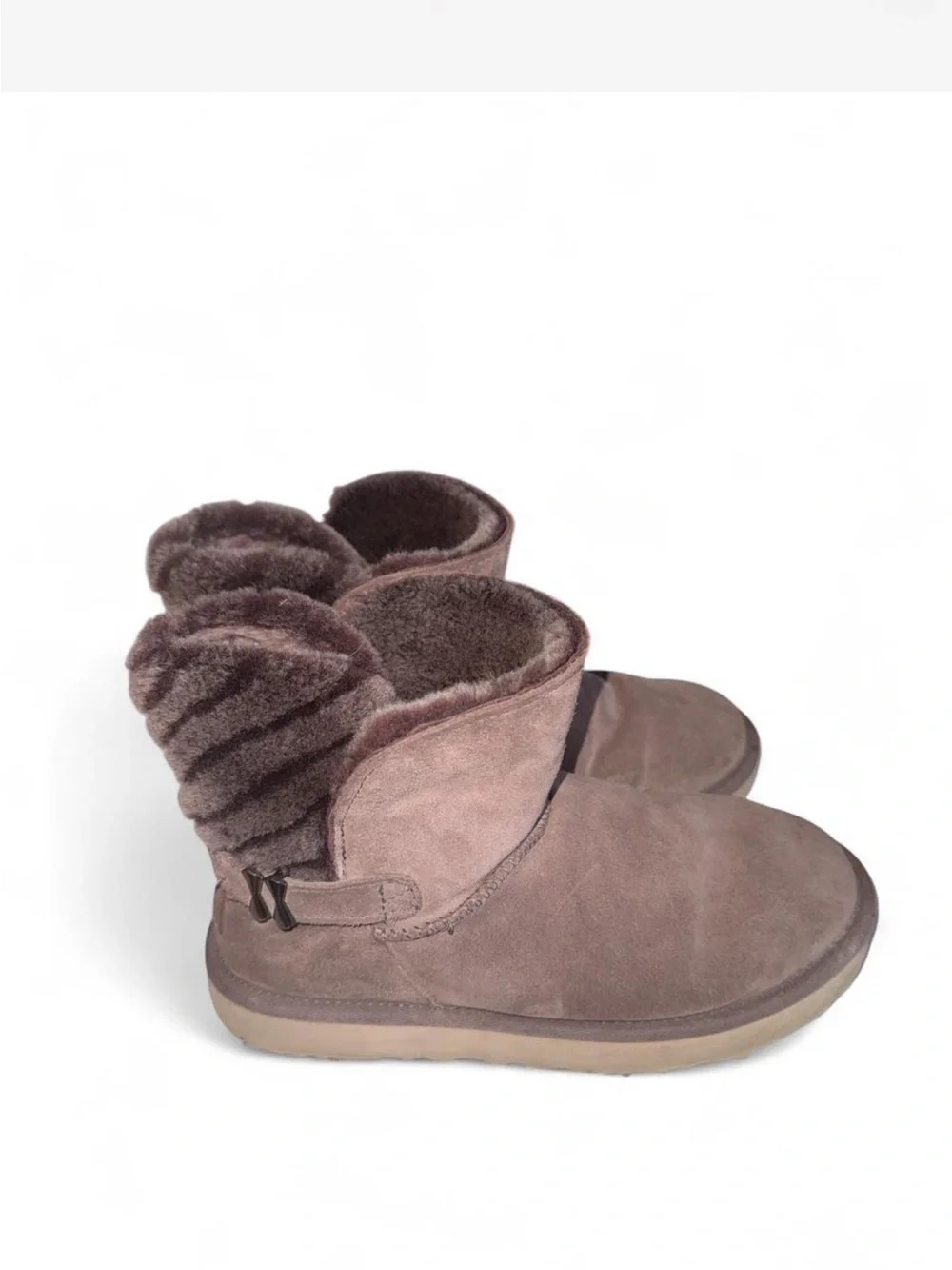 UGG Bailey Button Chestnut Suede Shearling Short Boots